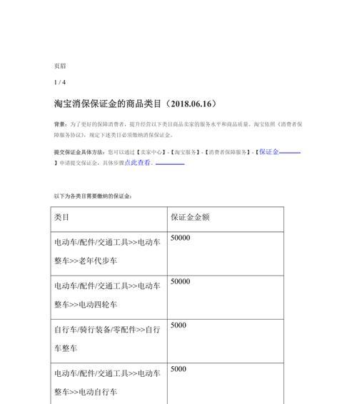 淘宝入驻保证金类目价格表是多少？如何查询具体费用？  第3张