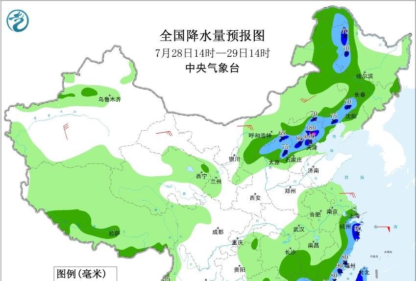 本轮强降雨中心已定，明日7月29号天气预报，暴雨大暴雨分布如下  第4张
