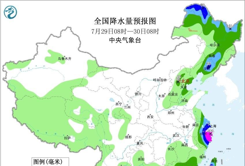 本轮强降雨中心已定，明日7月29号天气预报，暴雨大暴雨分布如下  第5张