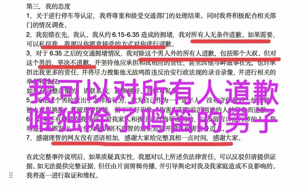 逆停致堵车女司机发长文:一切都不是我有意为之，曾直播解释被封  第14张